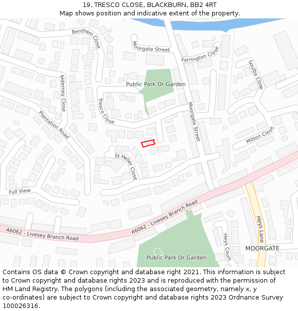 19, TRESCO CLOSE, BLACKBURN, BB2 4RT: Location map and indicative extent of plot
