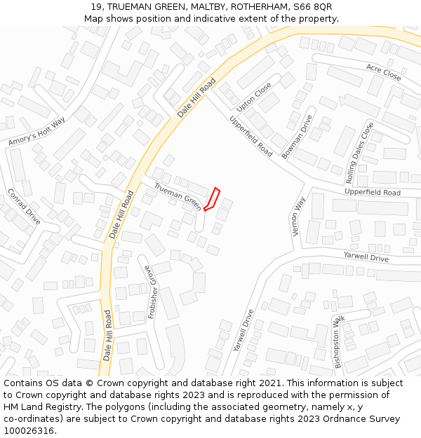 19, TRUEMAN GREEN, MALTBY, ROTHERHAM, S66 8QR: Location map and indicative extent of plot