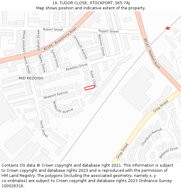 19, TUDOR CLOSE, STOCKPORT, SK5 7AJ: Location map and indicative extent of plot