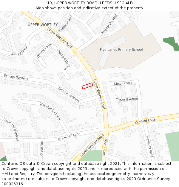 19, UPPER WORTLEY ROAD, LEEDS, LS12 4LB: Location map and indicative extent of plot