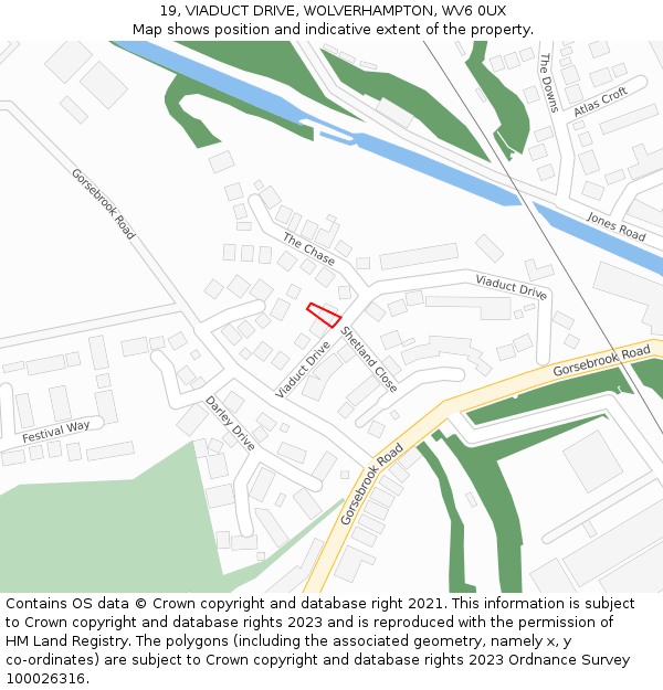 19, VIADUCT DRIVE, WOLVERHAMPTON, WV6 0UX: Location map and indicative extent of plot