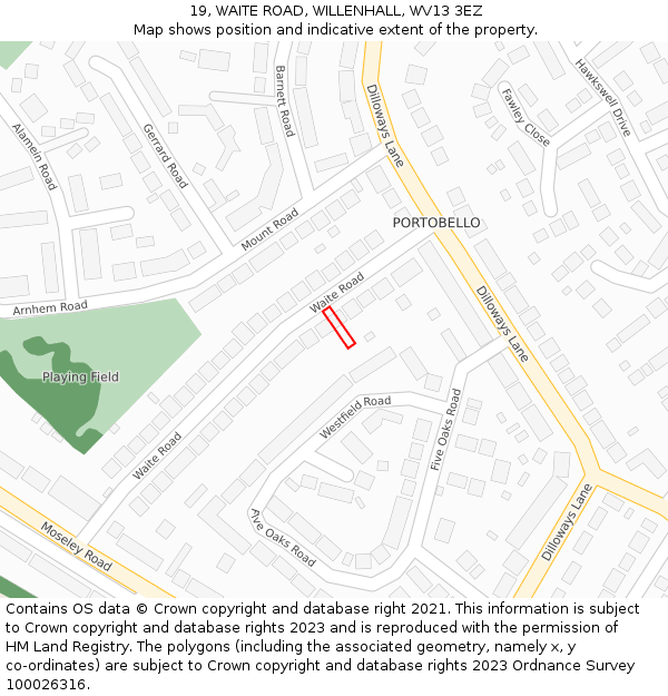19, WAITE ROAD, WILLENHALL, WV13 3EZ: Location map and indicative extent of plot