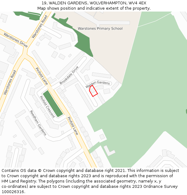 19, WALDEN GARDENS, WOLVERHAMPTON, WV4 4EX: Location map and indicative extent of plot