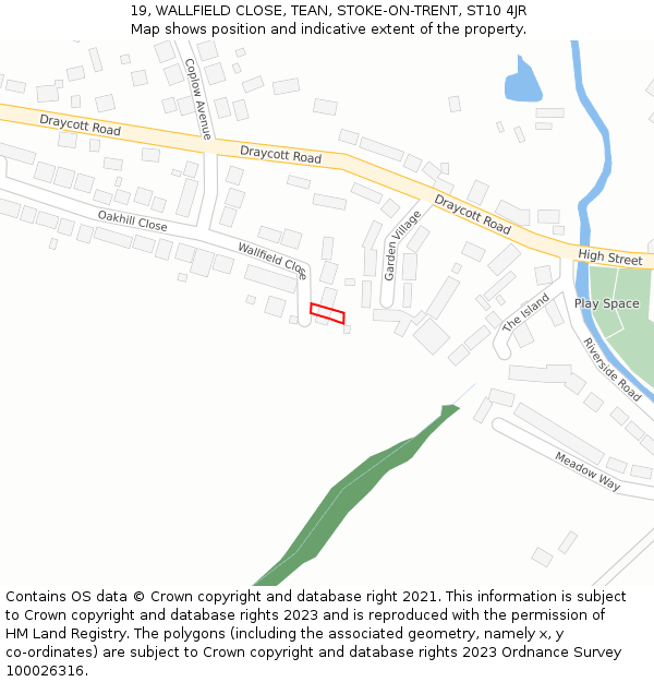 19, WALLFIELD CLOSE, TEAN, STOKE-ON-TRENT, ST10 4JR: Location map and indicative extent of plot