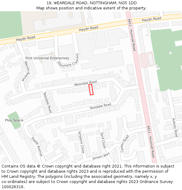 19, WEARDALE ROAD, NOTTINGHAM, NG5 1DD: Location map and indicative extent of plot