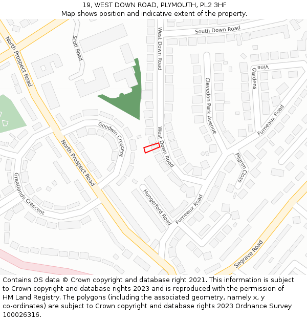 19, WEST DOWN ROAD, PLYMOUTH, PL2 3HF: Location map and indicative extent of plot