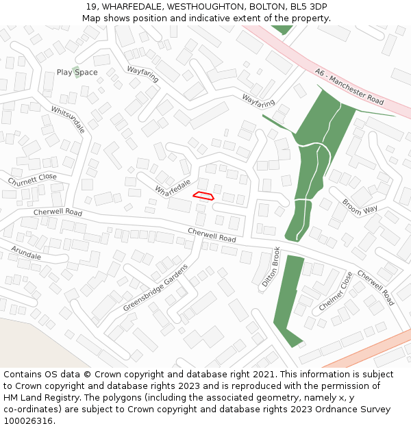 19, WHARFEDALE, WESTHOUGHTON, BOLTON, BL5 3DP: Location map and indicative extent of plot