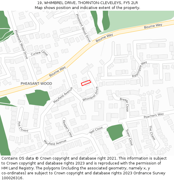19, WHIMBREL DRIVE, THORNTON-CLEVELEYS, FY5 2LR: Location map and indicative extent of plot