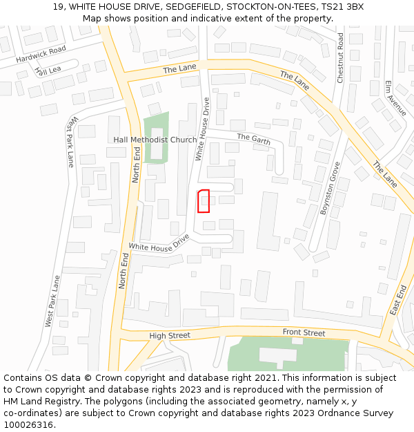 19, WHITE HOUSE DRIVE, SEDGEFIELD, STOCKTON-ON-TEES, TS21 3BX: Location map and indicative extent of plot