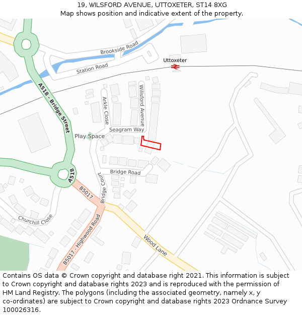 19, WILSFORD AVENUE, UTTOXETER, ST14 8XG: Location map and indicative extent of plot