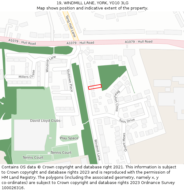 19, WINDMILL LANE, YORK, YO10 3LG: Location map and indicative extent of plot