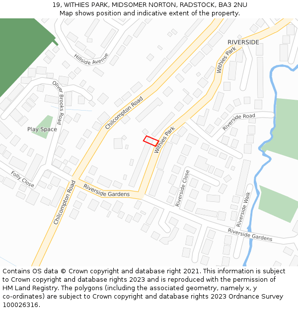 19, WITHIES PARK, MIDSOMER NORTON, RADSTOCK, BA3 2NU: Location map and indicative extent of plot