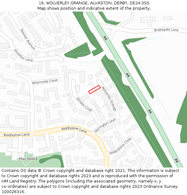 19, WOLVERLEY GRANGE, ALVASTON, DERBY, DE24 0SS: Location map and indicative extent of plot