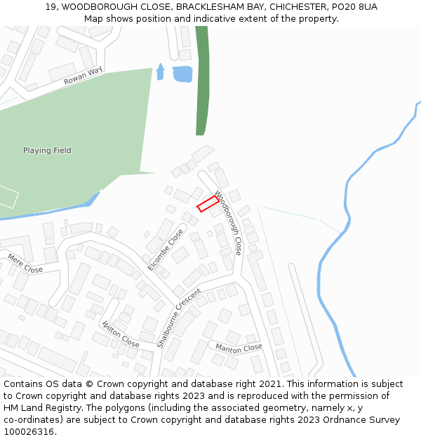 19, WOODBOROUGH CLOSE, BRACKLESHAM BAY, CHICHESTER, PO20 8UA: Location map and indicative extent of plot