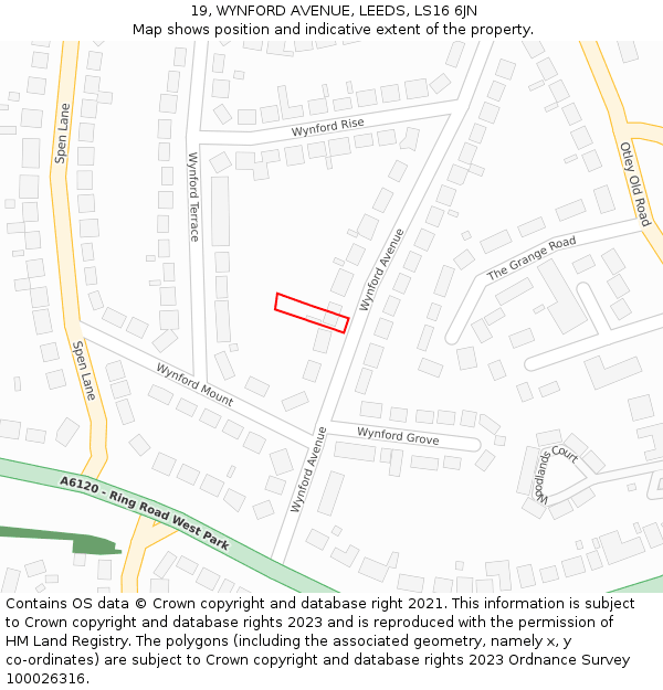 19, WYNFORD AVENUE, LEEDS, LS16 6JN: Location map and indicative extent of plot