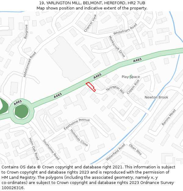 19, YARLINGTON MILL, BELMONT, HEREFORD, HR2 7UB: Location map and indicative extent of plot