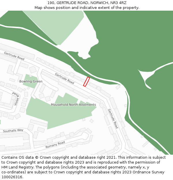 190, GERTRUDE ROAD, NORWICH, NR3 4RZ: Location map and indicative extent of plot