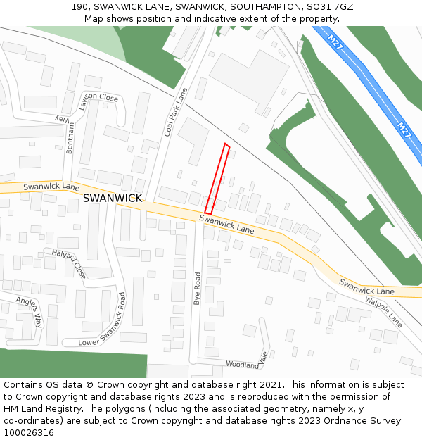 190, SWANWICK LANE, SWANWICK, SOUTHAMPTON, SO31 7GZ: Location map and indicative extent of plot