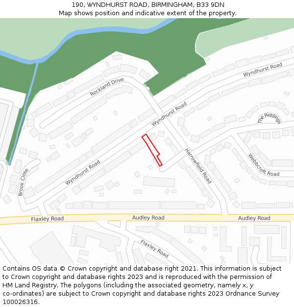 190, WYNDHURST ROAD, BIRMINGHAM, B33 9DN: Location map and indicative extent of plot