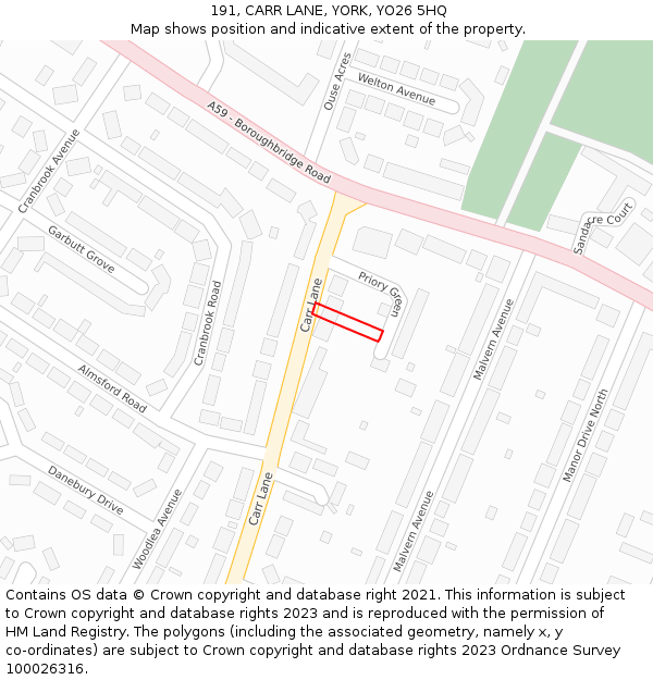 191, CARR LANE, YORK, YO26 5HQ: Location map and indicative extent of plot