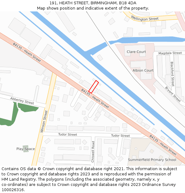 191, HEATH STREET, BIRMINGHAM, B18 4DA: Location map and indicative extent of plot