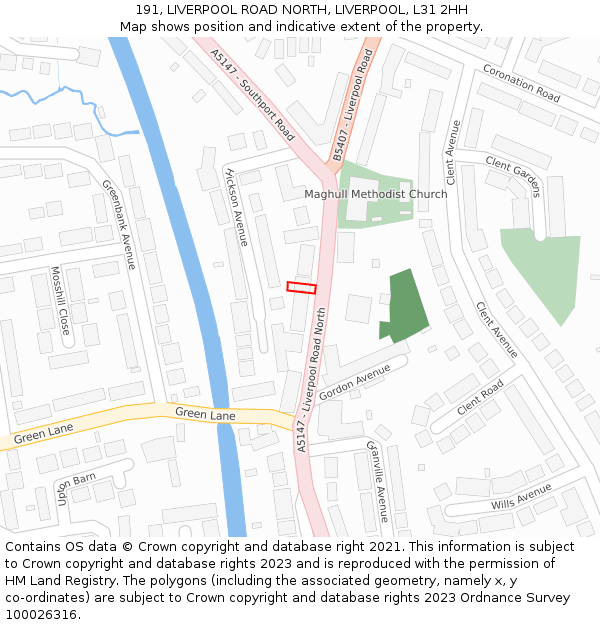 191, LIVERPOOL ROAD NORTH, LIVERPOOL, L31 2HH: Location map and indicative extent of plot