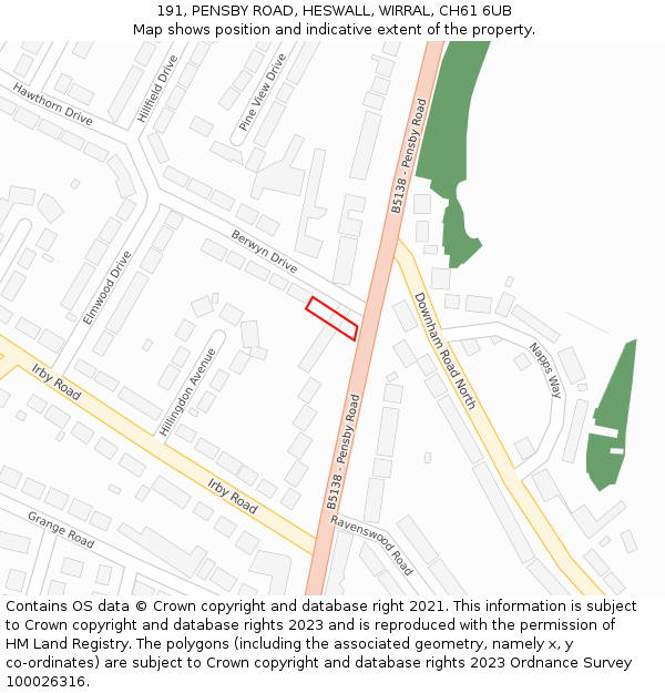 191, PENSBY ROAD, HESWALL, WIRRAL, CH61 6UB: Location map and indicative extent of plot