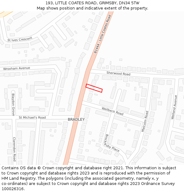193, LITTLE COATES ROAD, GRIMSBY, DN34 5TW: Location map and indicative extent of plot