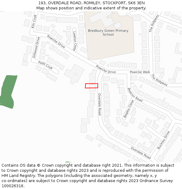 193, OVERDALE ROAD, ROMILEY, STOCKPORT, SK6 3EN: Location map and indicative extent of plot