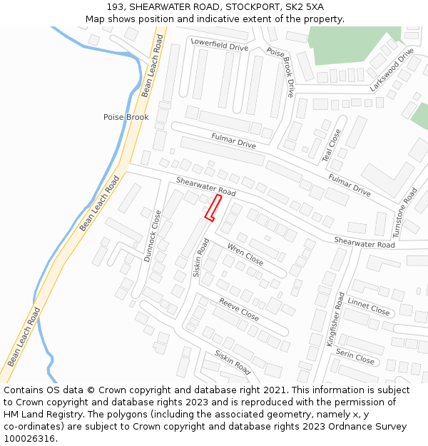 193, SHEARWATER ROAD, STOCKPORT, SK2 5XA: Location map and indicative extent of plot
