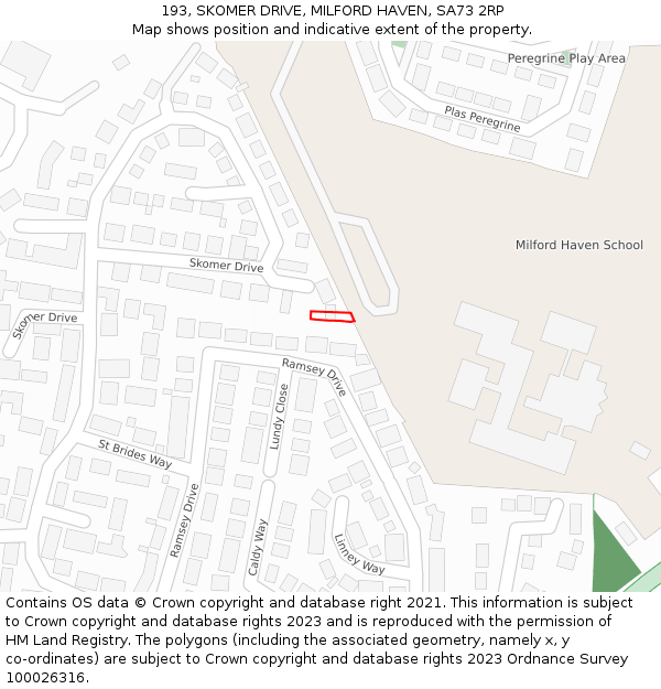 193, SKOMER DRIVE, MILFORD HAVEN, SA73 2RP: Location map and indicative extent of plot