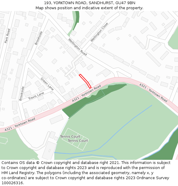 193, YORKTOWN ROAD, SANDHURST, GU47 9BN: Location map and indicative extent of plot