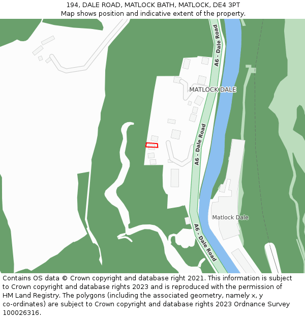 194, DALE ROAD, MATLOCK BATH, MATLOCK, DE4 3PT: Location map and indicative extent of plot