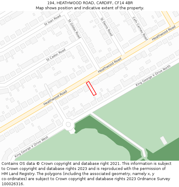 194, HEATHWOOD ROAD, CARDIFF, CF14 4BR: Location map and indicative extent of plot