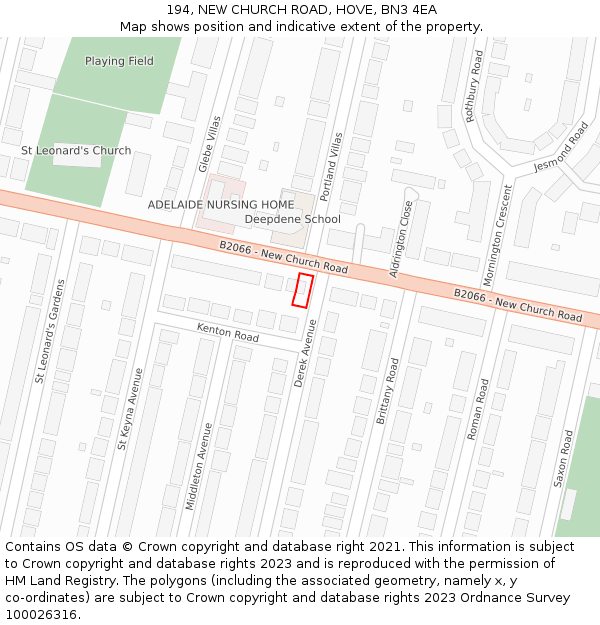 194, NEW CHURCH ROAD, HOVE, BN3 4EA: Location map and indicative extent of plot