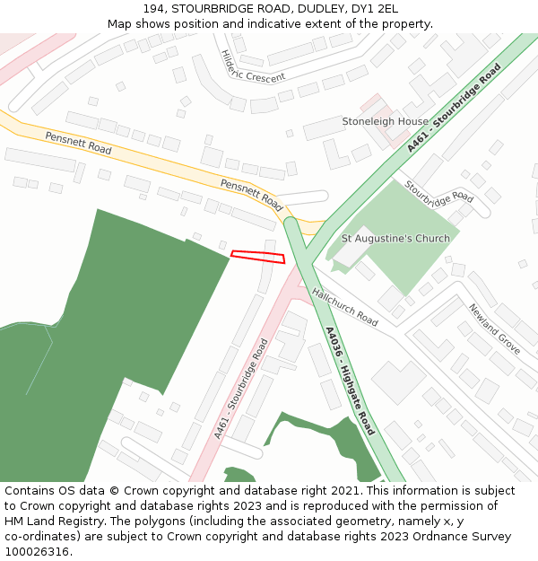 194, STOURBRIDGE ROAD, DUDLEY, DY1 2EL: Location map and indicative extent of plot