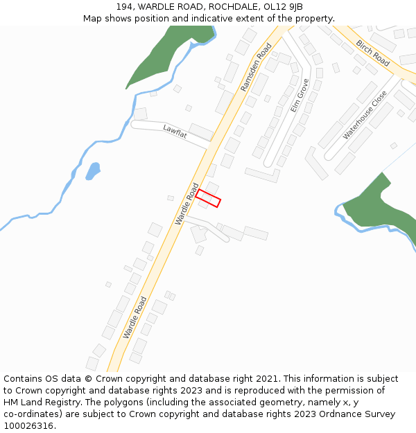 194, WARDLE ROAD, ROCHDALE, OL12 9JB: Location map and indicative extent of plot