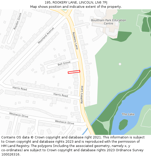 195, ROOKERY LANE, LINCOLN, LN6 7PJ: Location map and indicative extent of plot