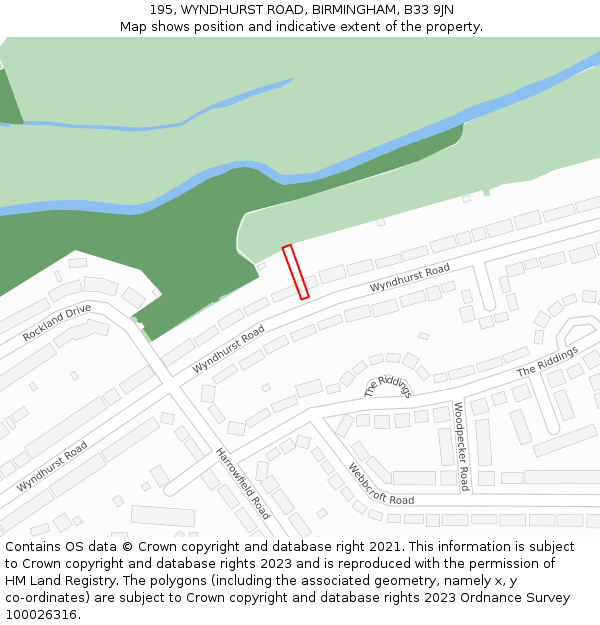 195, WYNDHURST ROAD, BIRMINGHAM, B33 9JN: Location map and indicative extent of plot