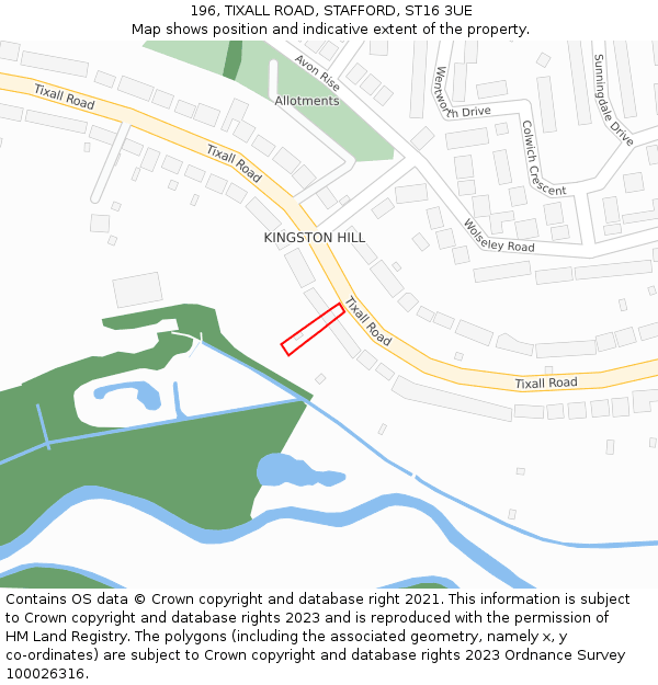 196, TIXALL ROAD, STAFFORD, ST16 3UE: Location map and indicative extent of plot