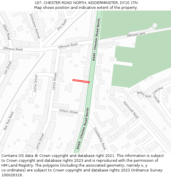 197, CHESTER ROAD NORTH, KIDDERMINSTER, DY10 1TN: Location map and indicative extent of plot