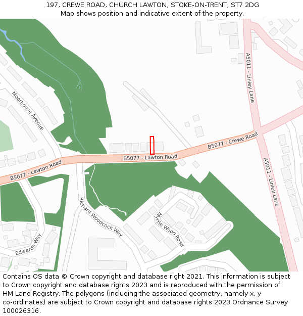 197, CREWE ROAD, CHURCH LAWTON, STOKE-ON-TRENT, ST7 2DG: Location map and indicative extent of plot