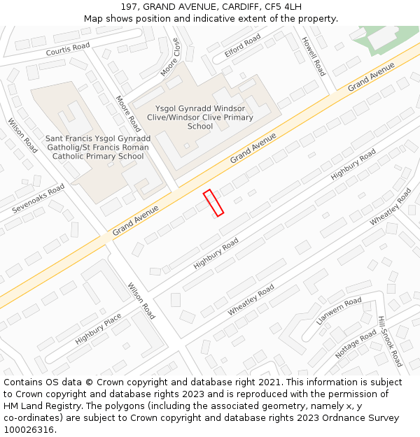 197, GRAND AVENUE, CARDIFF, CF5 4LH: Location map and indicative extent of plot