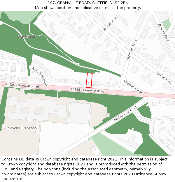 197, GRANVILLE ROAD, SHEFFIELD, S2 2RN: Location map and indicative extent of plot