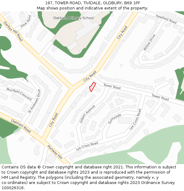 197, TOWER ROAD, TIVIDALE, OLDBURY, B69 1PF: Location map and indicative extent of plot