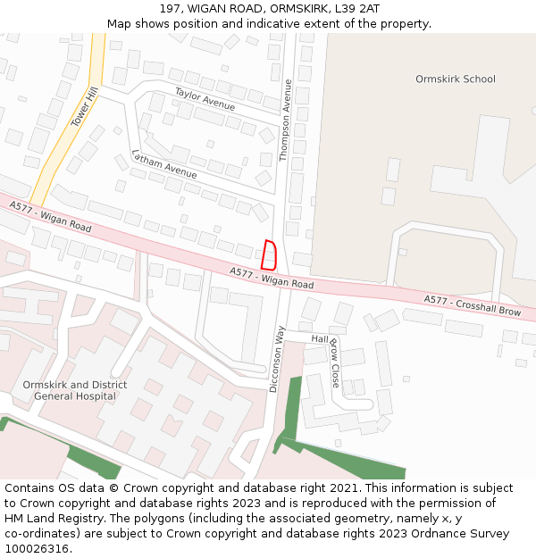 197, WIGAN ROAD, ORMSKIRK, L39 2AT: Location map and indicative extent of plot