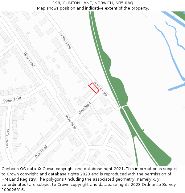 198, GUNTON LANE, NORWICH, NR5 0AQ: Location map and indicative extent of plot