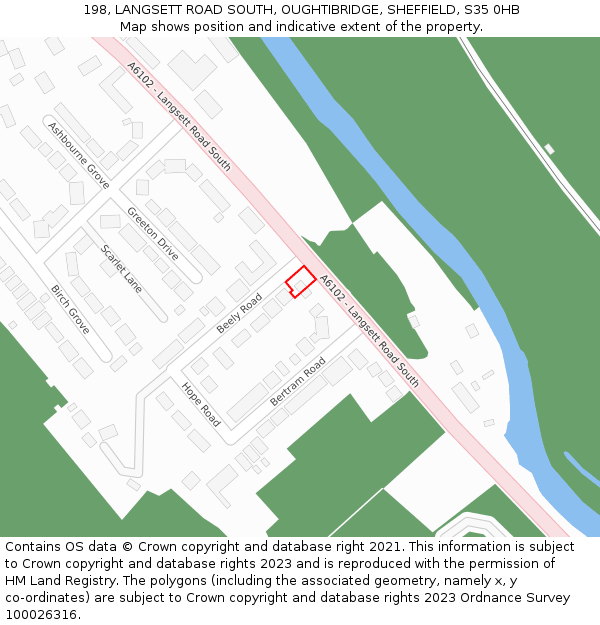 198, LANGSETT ROAD SOUTH, OUGHTIBRIDGE, SHEFFIELD, S35 0HB: Location map and indicative extent of plot