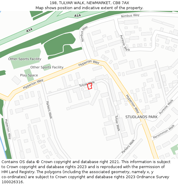 198, TULYAR WALK, NEWMARKET, CB8 7AX: Location map and indicative extent of plot