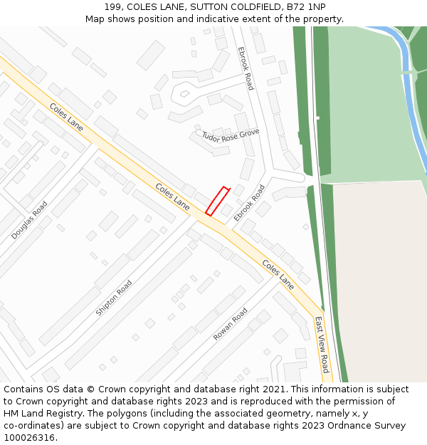 199, COLES LANE, SUTTON COLDFIELD, B72 1NP: Location map and indicative extent of plot
